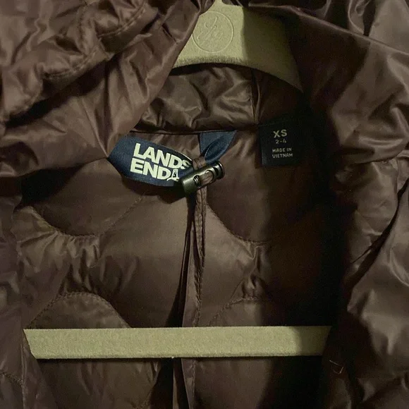 Land’s End Purple Packable puffer long coat - Picture 2 of 2